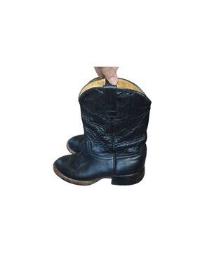 Anderson Bean Black Leather Western Ankle Boots Estimated Size Women's 6 - 6.5